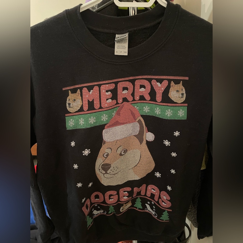 Merry Dogemas Crewneck Sweater/Ugly Christmas Xmas Sweater - Size Small Unisex